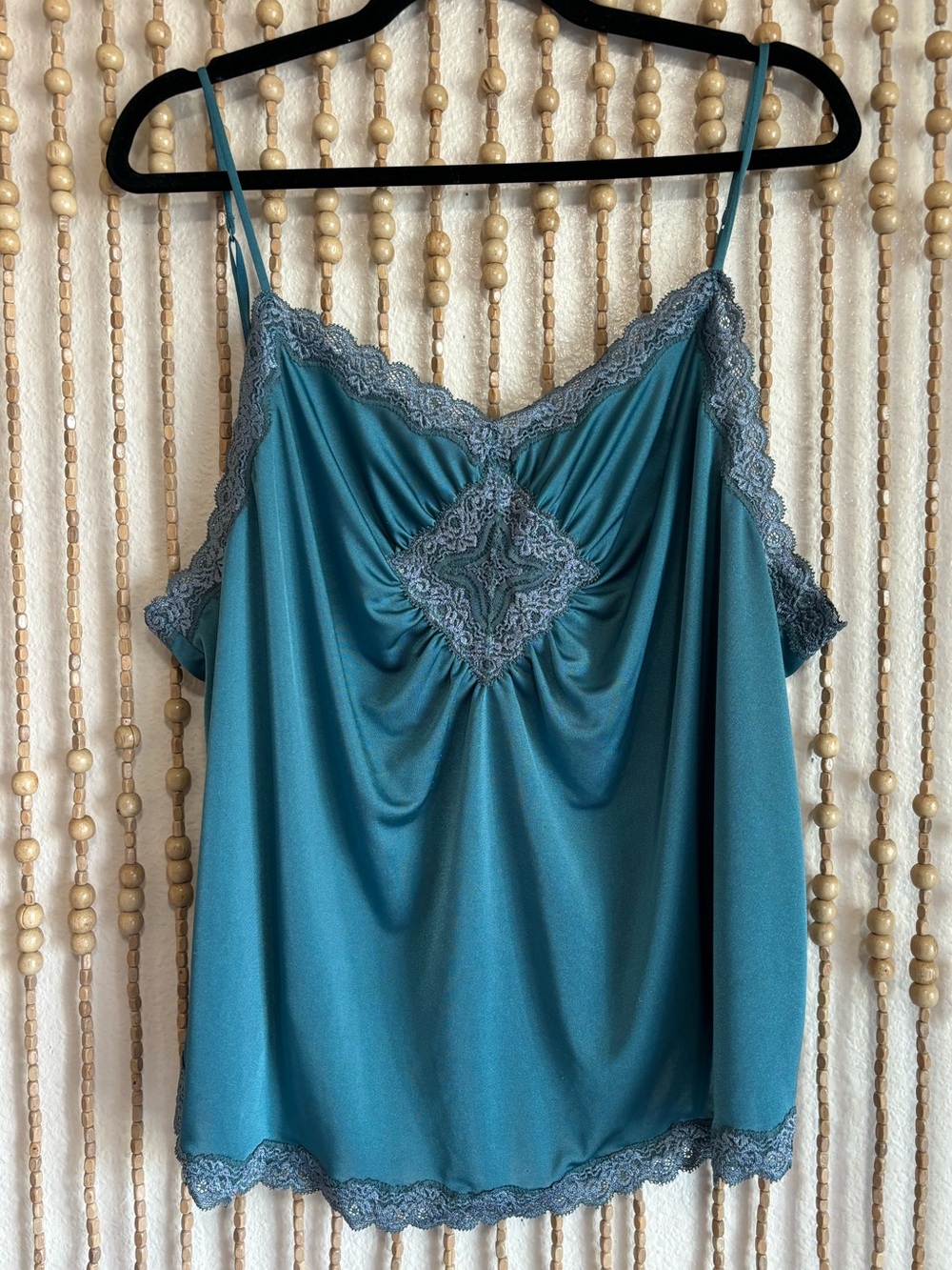 Lane Bryant Silky Teal Lace Trim Detail Victorian Romantic Coquette Y2K Cami